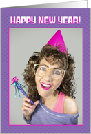 Happy New Year For Anyone 80s Big Hair Funny Woman Humor card