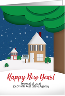 Happy New Year From Real Estate Winter Houses Illustration card