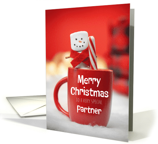 Merry Christmas Very Special Partner Marshmallow Snowman card
