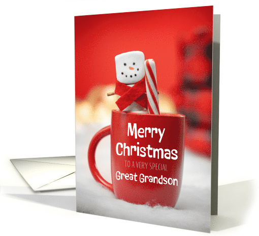 Merry Christmas Very Special Great Grandson Marshmallow Snowman card
