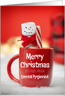 Merry Christmas Very Special Dental Hygienist Marshmallow Snowman card