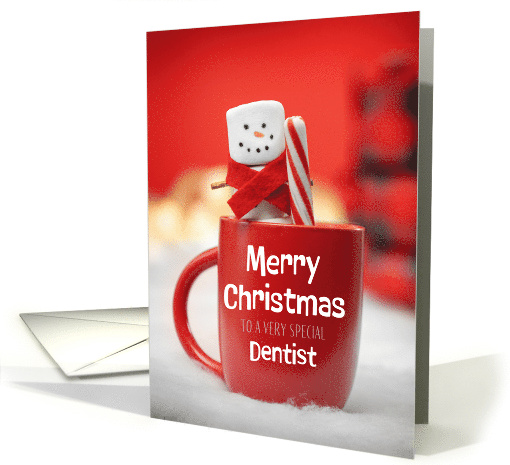 Merry Christmas Very Special Dentist Marshmallow Snowman card