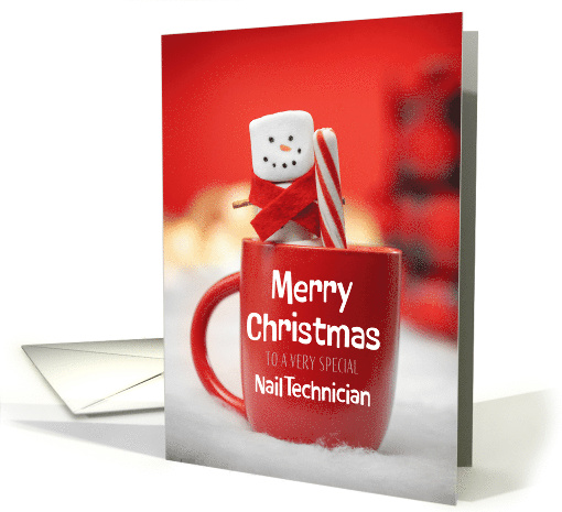 Merry Christmas Very Special Nail Technician Marshmallow Snowman card