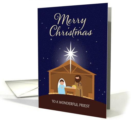 For Priest Merry Christmas Nativity Scene Illustration card (1809826)