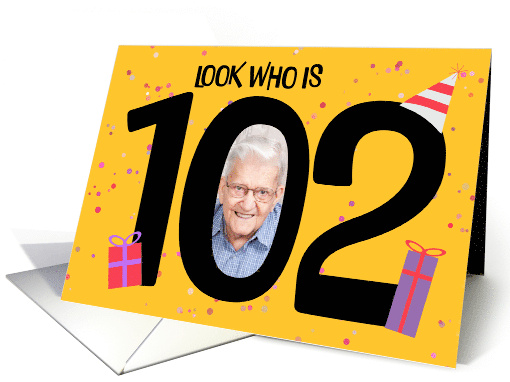 Happy 102nd Birthday Big 102 Picture Frame Your Custom Photo Here card