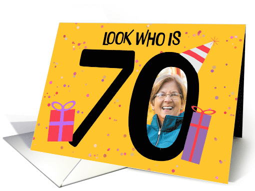 Happy 70th Birthday Big 70 Picture Frame Your Custom Photo Here card