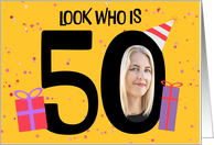 Happy 50th Birthday Big 50 Picture Frame Your Custom Photo Here card