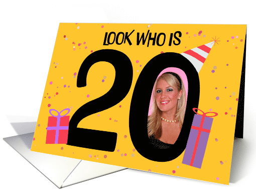 Happy 20th Birthday Big 20 Picture Frame Your Custom Photo Here card