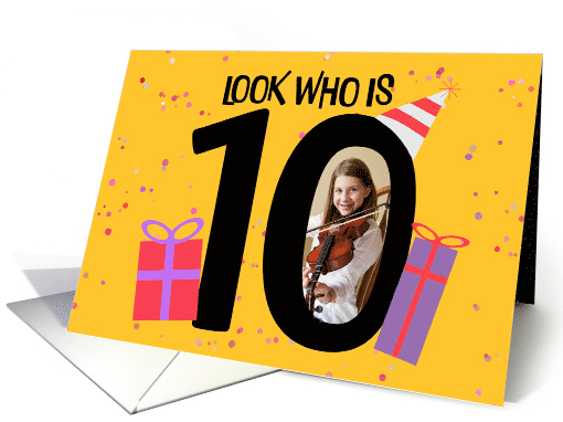 Happy 10th Birthday Big 10 Picture Frame Your Custom Photo Here card