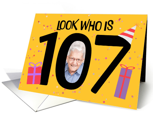 Happy 107th Birthday Big 107 Picture Frame Your Custom Photo Here card