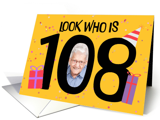 Happy 108th Birthday Big 108 Picture Frame Your Custom Photo Here card