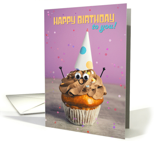 Happy Birthday For Anyone Sweet Cupcake Photo Humor card (1817974)