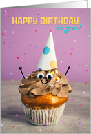 Happy Birthday For Anyone Sweet Cupcake Photo Humor card