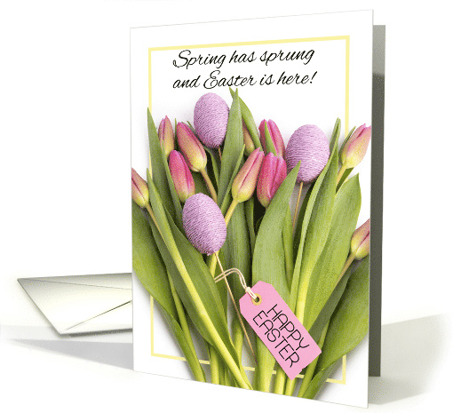 Happy Easter For Anyone Purple Tulip Bouquet Photograph card (1825946)