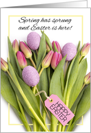 Happy Easter For Anyone Purple Tulip Bouquet Photograph card