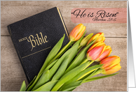 Happy Easter For Anyone Bible and Scripture With Beautiful Tulips card