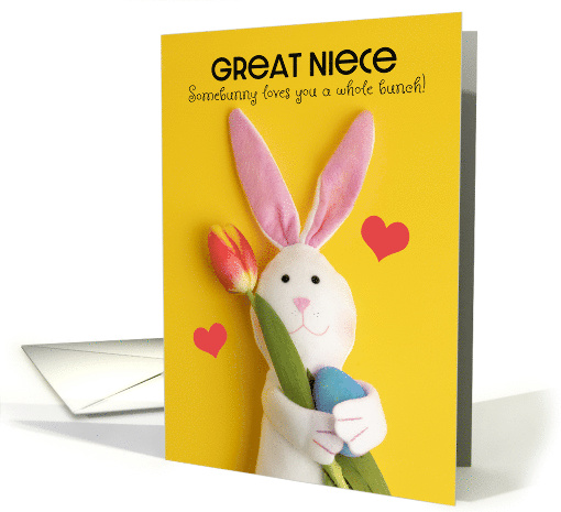 Happy Easter Great Niece Cute Bunny Holding Tulip and Egg... (1826148)