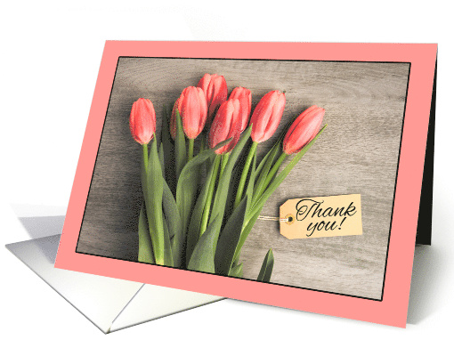 Thank You Pretty Bunch of Pink Tulips Photograph card (1828204)