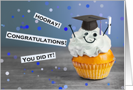 Congratulations on Graduating Cute Cupcake in Grad Hat Humor card