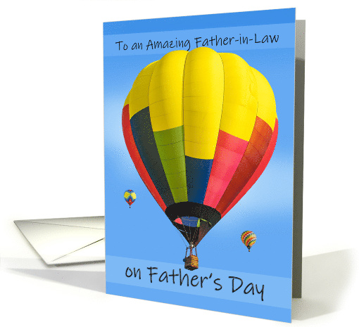 Happy Fathers Day Father In Law Hot Air Balloon Photograph card