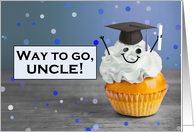 Congratulations Uncle Graduate Cute Cupcake in Grad Hat Humor card