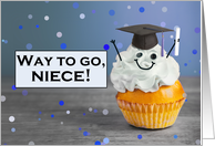 Congratulations Niece Graduate Cute Cupcake in Grad Hat Humor card