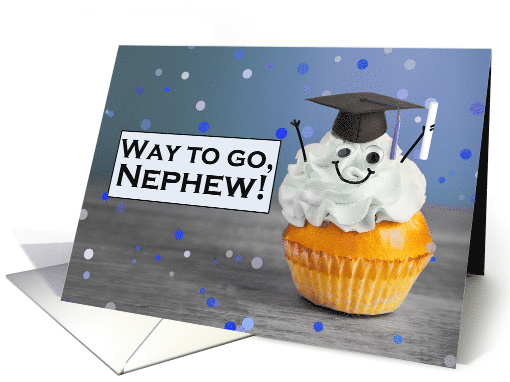 Congratulations Nephew Graduate Cute Cupcake in Grad Hat Humor card