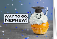 Congratulations Nephew Graduate Cute Cupcake in Grad Hat Humor card