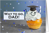 Congratulations Dad Graduate Cute Cupcake in Grad Hat Humor card