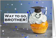 Congratulations Brother Graduate Cute Cupcake in Grad Hat Humor card