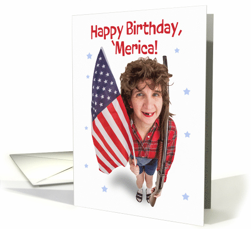Happy Fourth of July Funny redneck Woman With Gun and US... (1855352)