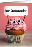 Happy Grandparents Day Cute Cupcake Holding Sign Humor card