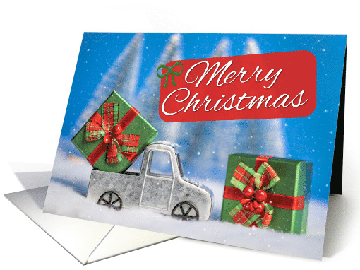 Merry Christmas For Anyone Toy Truck With Presents Photograph card