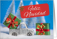 Feliz Navidad For Anyone Toy Truck With Presents Photograph Spanish card