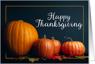 Happy Thanksgiving For Anyone Pumpkins with Fall Leaves Still Life card