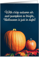 Happy Halloween For Anyone Pumpkins with Fall Leaves Still Life card