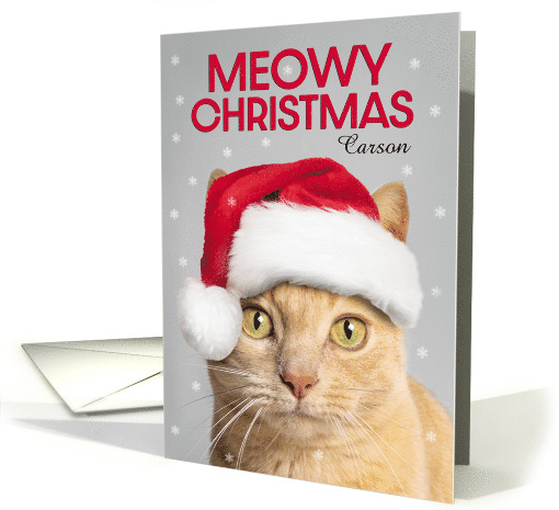 Merry Christmas Custom Name Cute Orange Tabby Cat in... (1883800)