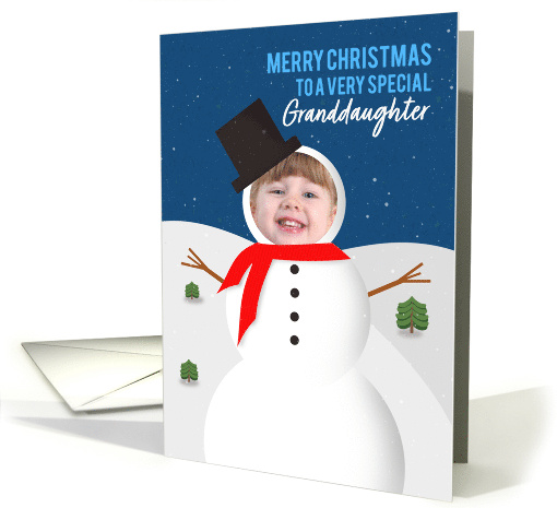 Merry Christmas Granddaughter Your Picture on Snowman card (1889920)