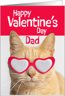 Happy Valentines Day Dad Orange Tabby Cat in Heart Glasses card