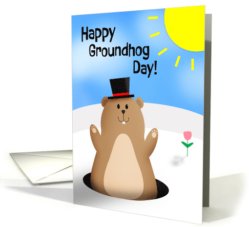 Happy Groundhog Day For Anyone Cute Illustrated Humor card (1897198)