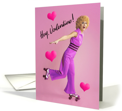 Happy Valentines Day Vintage Disco Roller Skater Humor card (1898192)