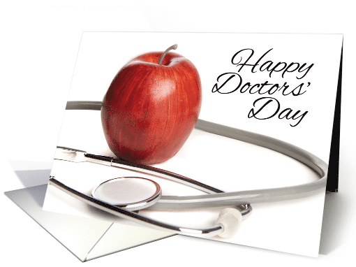Happy Doctors' Day Red Delicious Apple and Stethoscope Photograph card