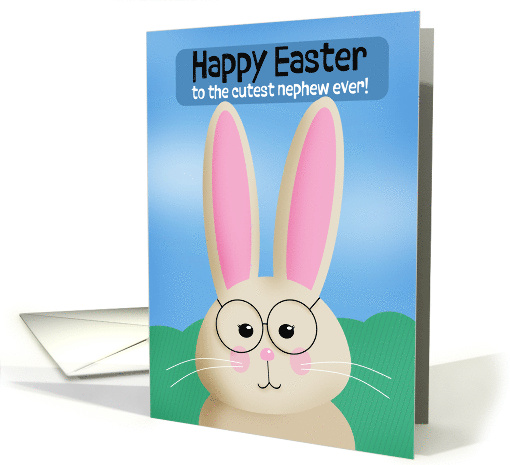 Happy Easter Nephew Cute Bunny Rabbit in Glasses Illustration card