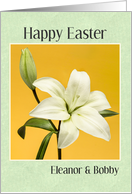Happy Easter For Anyone Custom Name Beautiful White Lily Photograph card