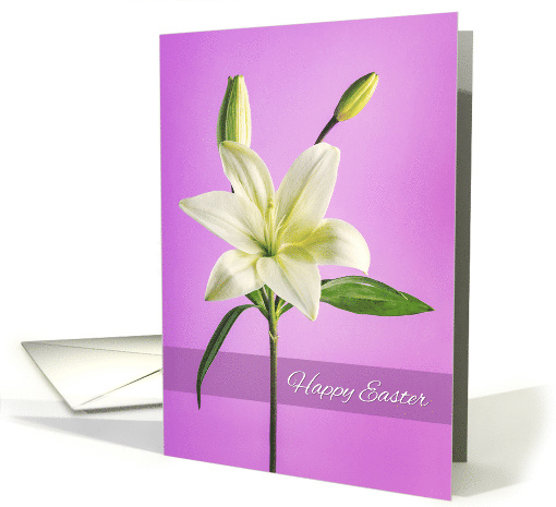 Happy Easter For Anyone Beautiful White Lily on Purple Background card