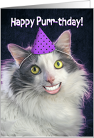 Happy Birthday For Anyone Funny Cat With Human Smile Humor card
