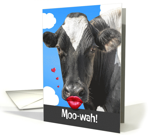 Love Romance Cow With Big Kissing Lips For Anyone Humor card (1917482)