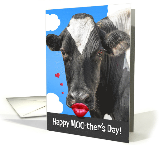 Happy Mothers Day Funny Cow With Human Lips Humor card (1917932)