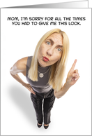 Happy Mothers Day Funny Mom Giving The Look and Pointing Humor card
