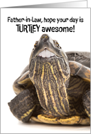 Happy Fathers Day Father In Law Funny Turtle With Big Teeth Humor card